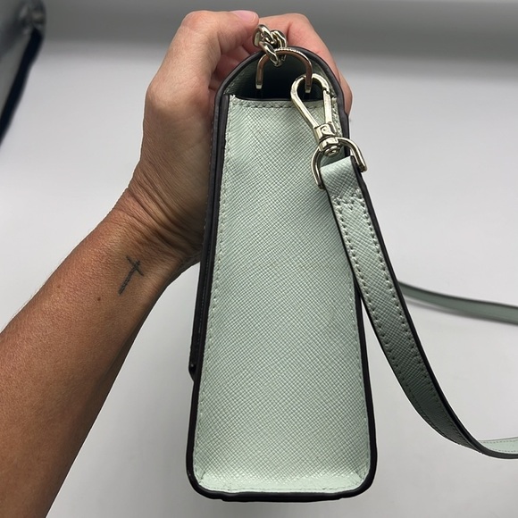 Kate Spade - Mint Green Front Flap Snap Convertible Leather Crossbody Handbag - Picture 6 of 12